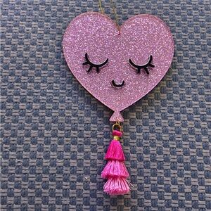 Pink Glitter Heart Ornament with Tassel